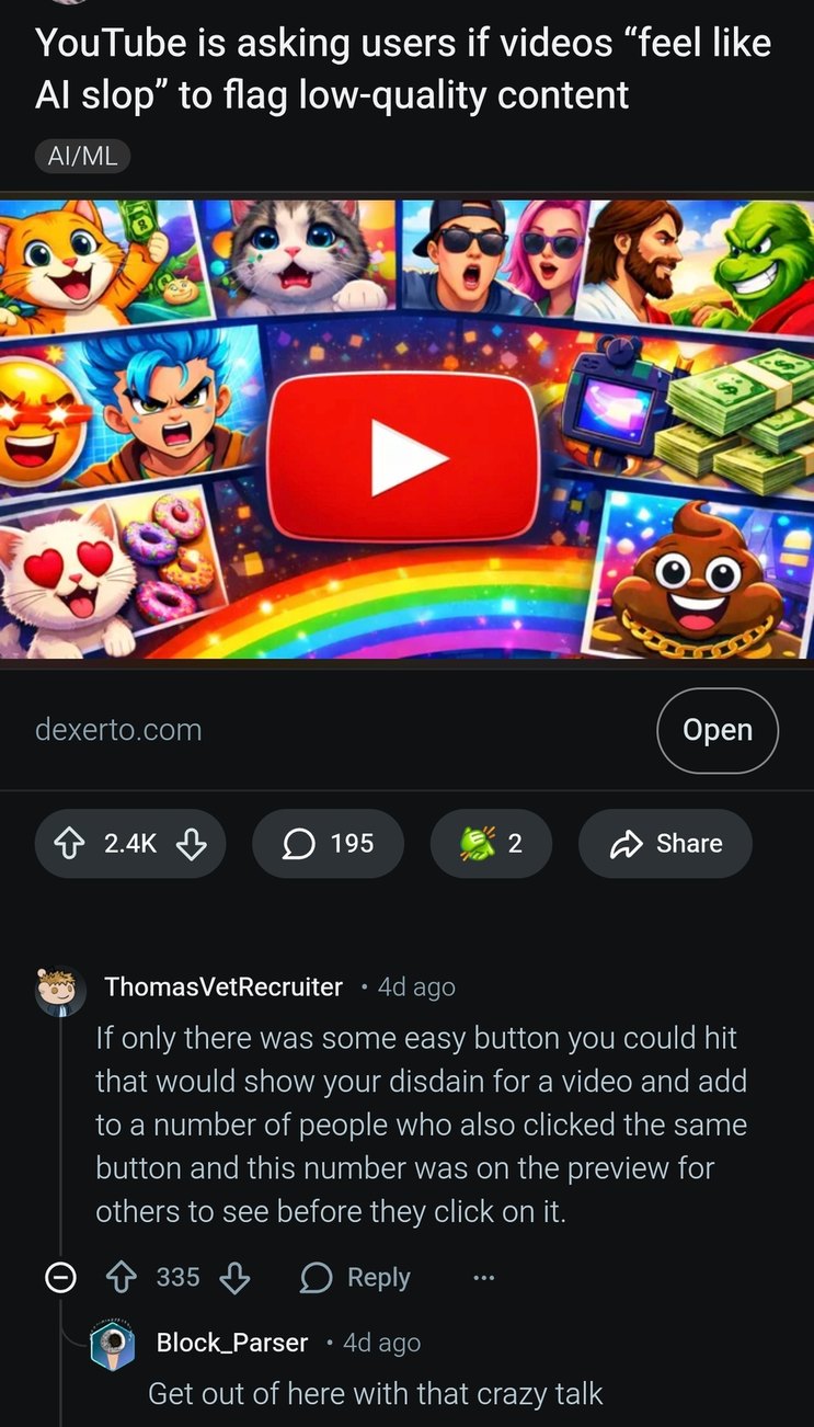 YouTube tests AI slop label for low quality videos - meme